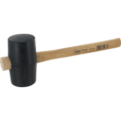 Rubberen hamer zwart, met houten handvat